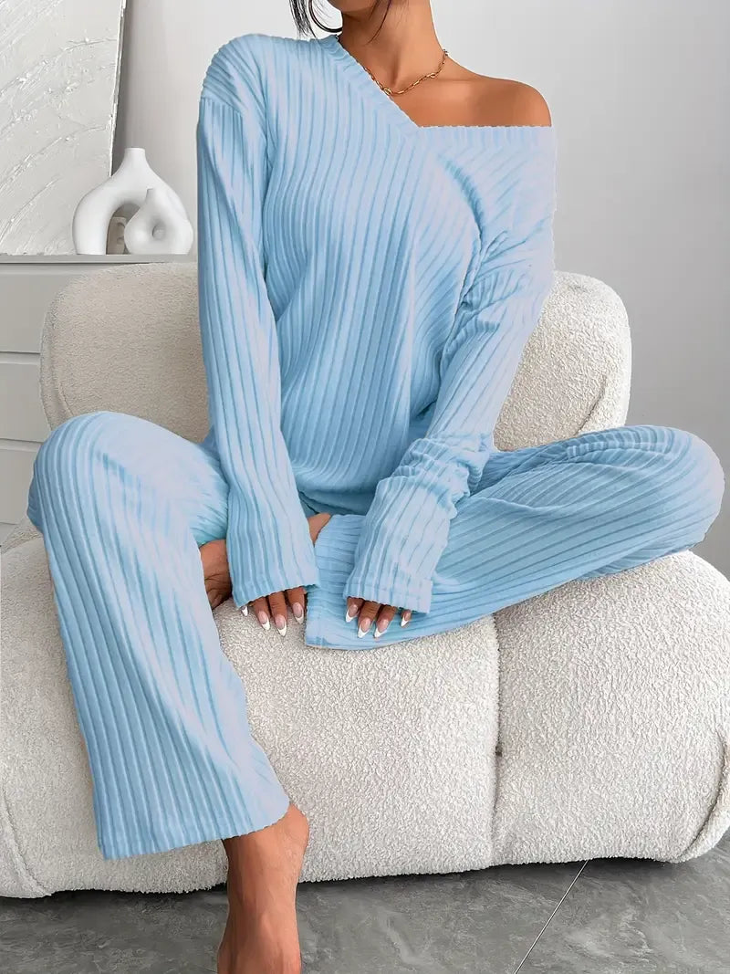 Carla | Conjunto em Canalé com Decote em V