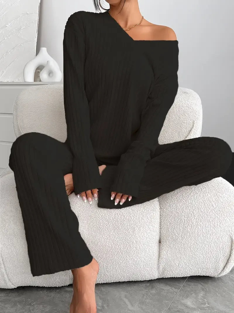 Carla | Conjunto em Canalé com Decote em V